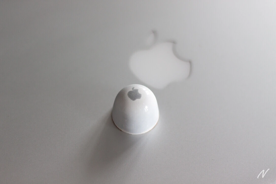 Logo detail on a custom branded chocolate shell in Dubai